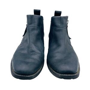 UGG Aureo Black Leather Slip On Side Zip Casual Comfy Ankle Boots